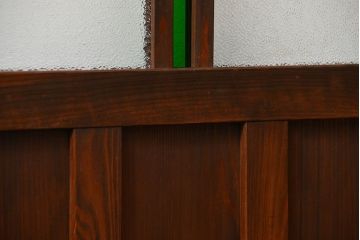 大正ロマン 色ガラス入りのアンティークガラス戸　2枚セット　(建具、引き戸)