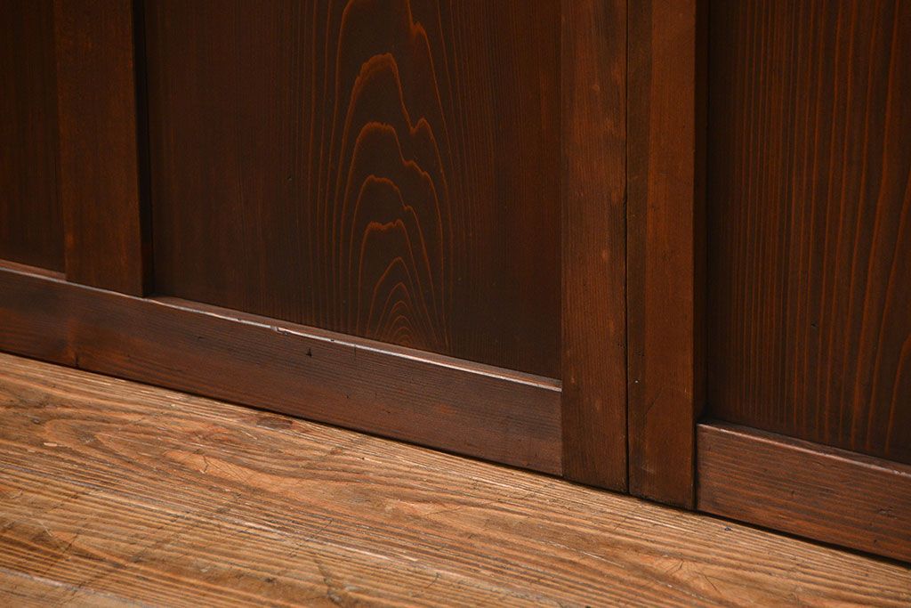 大正ロマン 色ガラス入りのアンティークガラス戸　2枚セット　(建具、引き戸)