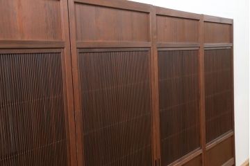 古民具・骨董 上質な細身の万本格子戸　4枚セット　(引き戸、和風建具)