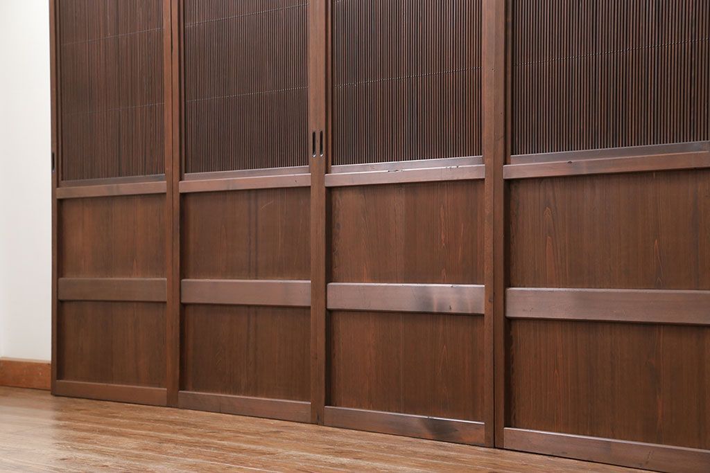 古民具・骨董 上質な細身の万本格子戸　4枚セット　(引き戸、和風建具)