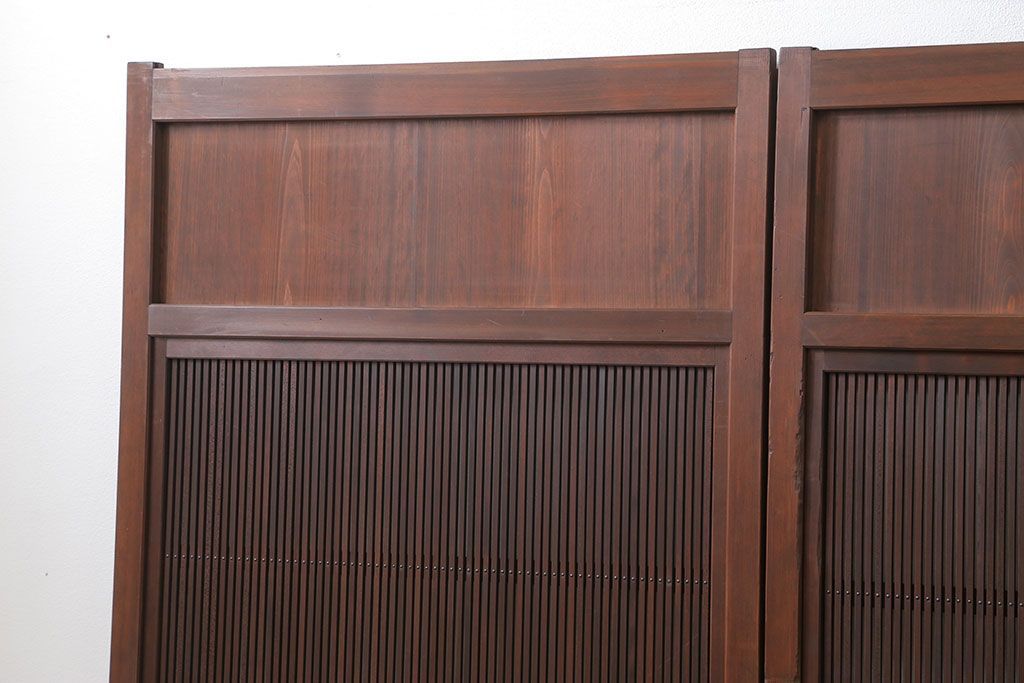 古民具・骨董 上質な細身の万本格子戸　4枚セット　(引き戸、和風建具)