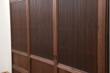 古民具・骨董 上質な細身の万本格子戸　4枚セット　(引き戸、和風建具)