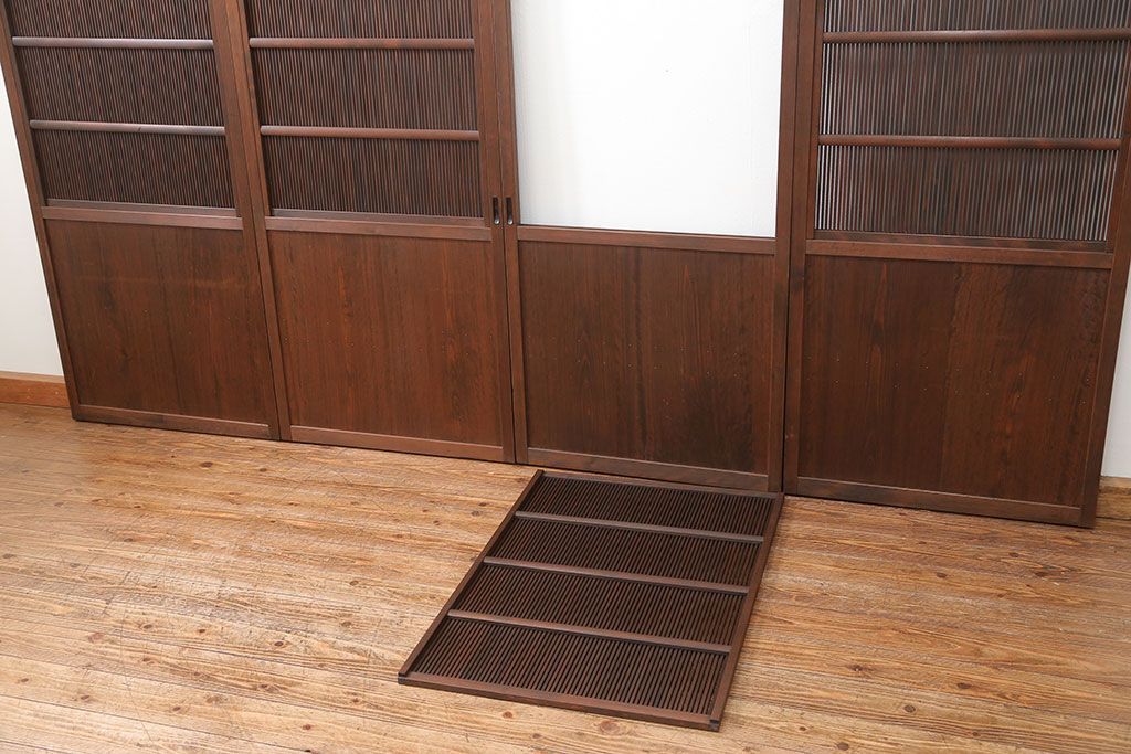 古民具・骨董 上質な細身の万本格子戸　4枚セット　(引き戸、和風建具)