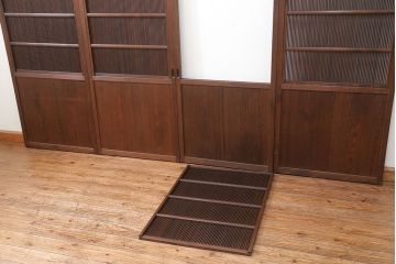 古民具・骨董 上質な細身の万本格子戸　4枚セット　(引き戸、和風建具)