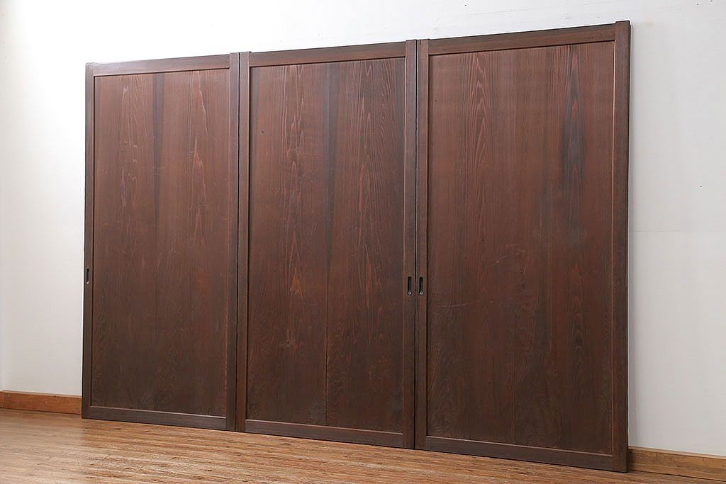 アンティーク 上品な板戸　3枚セット(引き戸、和風建具)