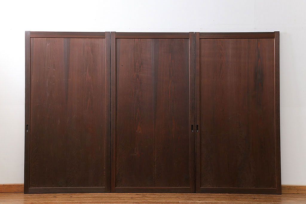 アンティーク 上品な板戸　3枚セット(引き戸、和風建具)