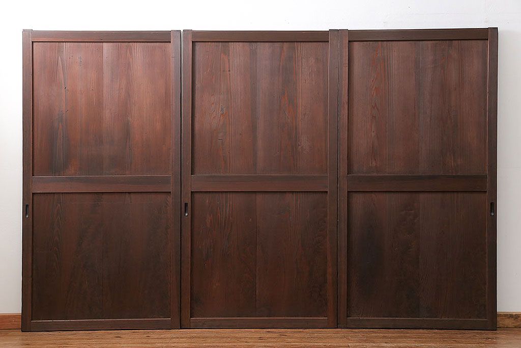 アンティーク 上品な板戸　3枚セット(引き戸、和風建具)