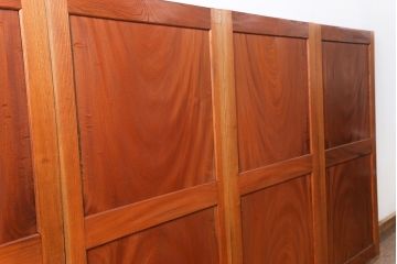 古民具・骨董 総欅材　無垢杢目の素晴らしい帯戸　4枚セット