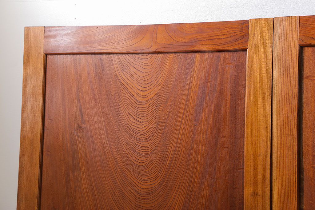 古民具・骨董 総欅材　無垢杢目の素晴らしい帯戸　4枚セット