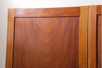 古民具・骨董 総欅材　無垢杢目の素晴らしい帯戸　4枚セット