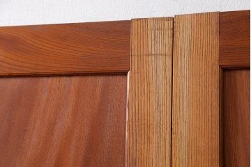 古民具・骨董 総欅材　無垢杢目の素晴らしい帯戸　4枚セット