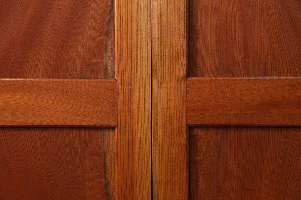 古民具・骨董 総欅材　無垢杢目の素晴らしい帯戸　4枚セット