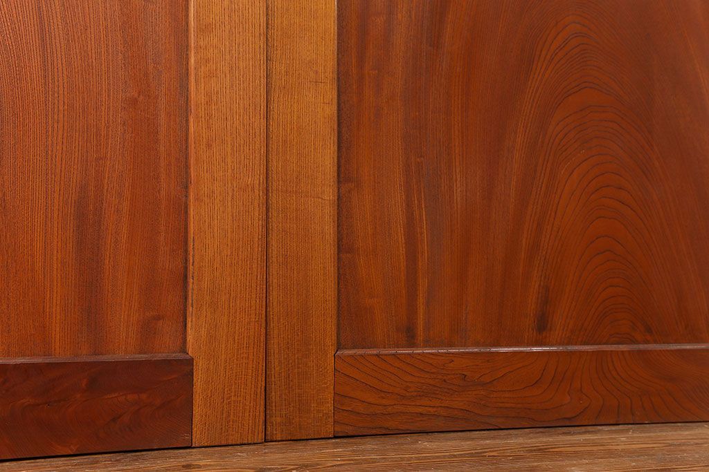 古民具・骨董 総欅材　無垢杢目の素晴らしい帯戸　4枚セット