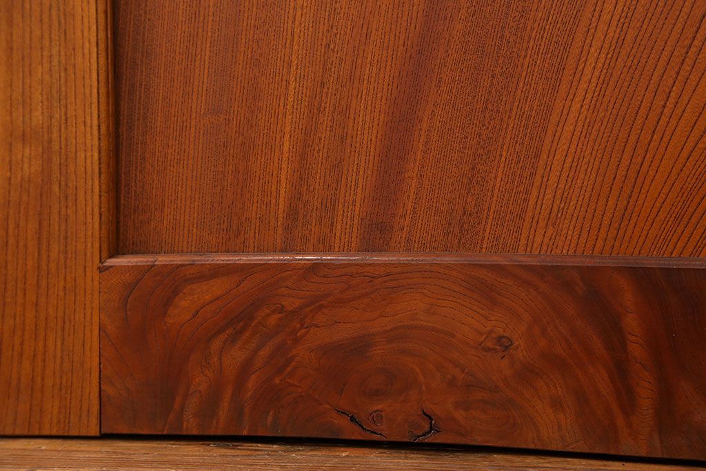 古民具・骨董 総欅材　無垢杢目の素晴らしい帯戸　4枚セット