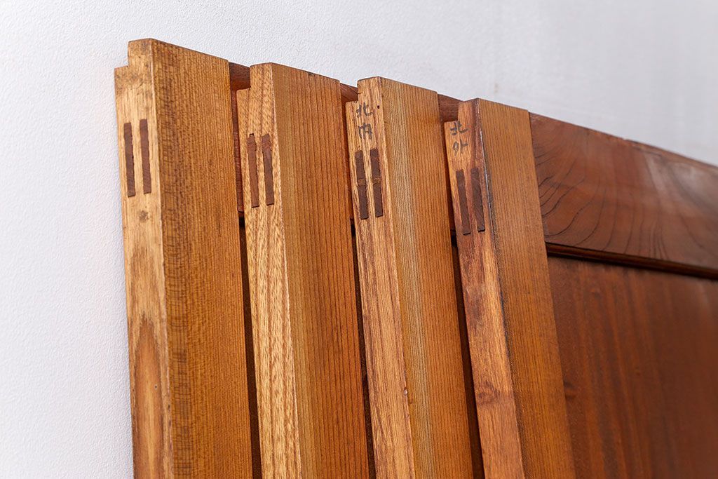 古民具・骨董 総欅材　無垢杢目の素晴らしい帯戸　4枚セット