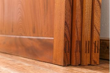 古民具・骨董 総欅材　無垢杢目の素晴らしい帯戸　4枚セット