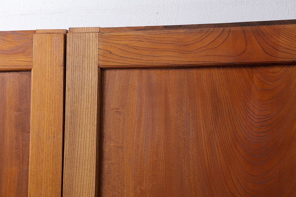 古民具・骨董 総欅材　無垢杢目の素晴らしい帯戸　4枚セット