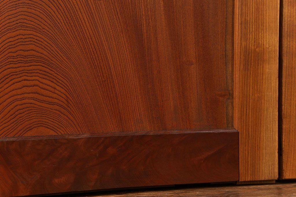 古民具・骨董 総欅材　無垢杢目の素晴らしい帯戸　4枚セット