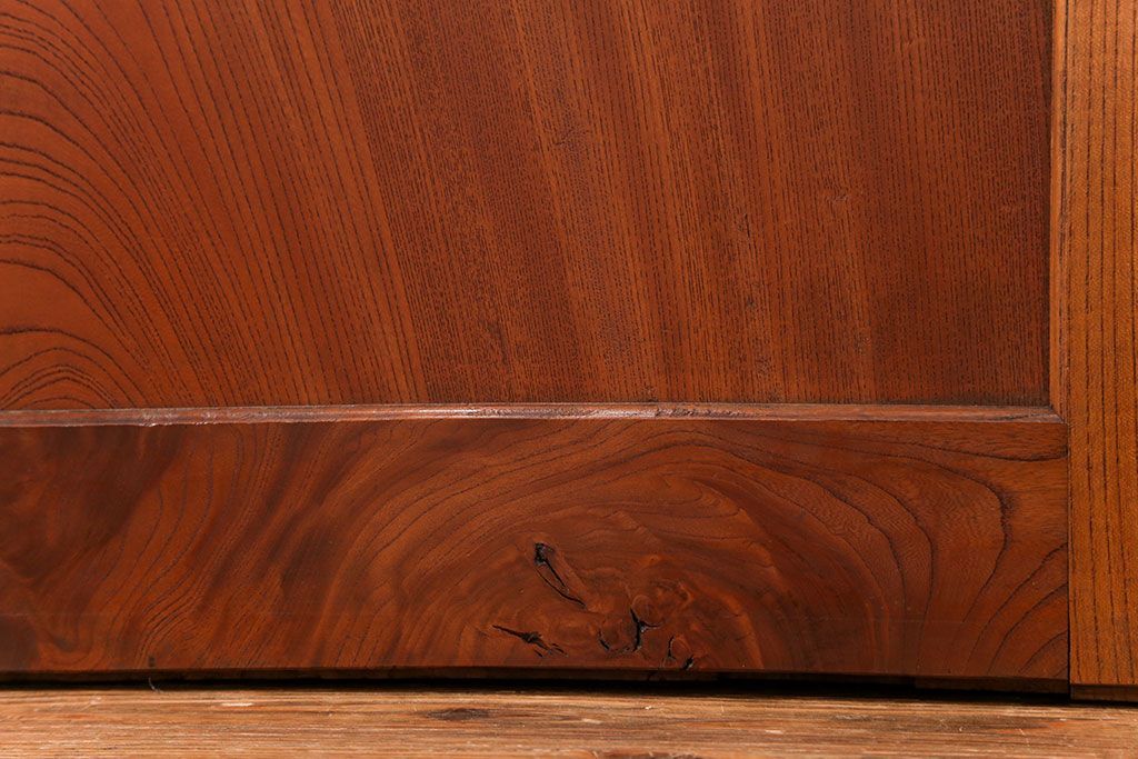 古民具・骨董 総欅材　無垢杢目の素晴らしい帯戸　4枚セット