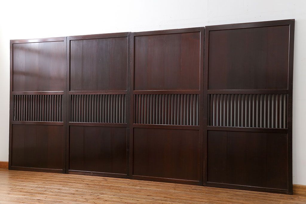 古民具・骨董 味のある無双帯戸　4枚セット　(引き戸、和風建具)