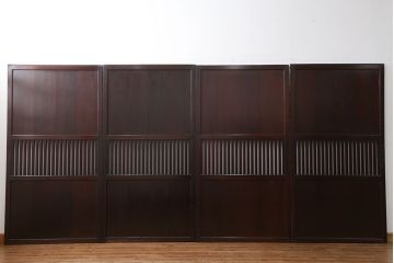 古民具・骨董 味のある無双帯戸　4枚セット　(引き戸、和風建具)