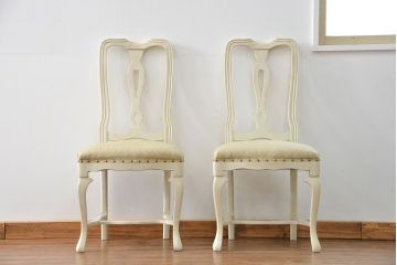 ヴィンテージ家具　海外ビンテージ　アンティークペイントチェア2脚セット(1)　(椅子、イス)