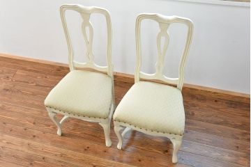 ヴィンテージ家具　海外ビンテージ　アンティークペイントチェア2脚セット(1)　(椅子、イス)