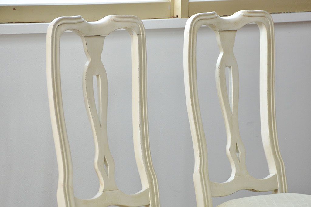 ヴィンテージ家具　海外ビンテージ　アンティークペイントチェア2脚セット(1)　(椅子、イス)