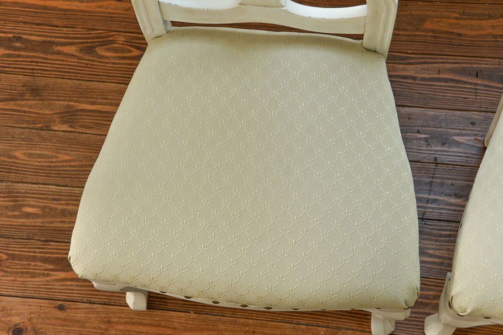 ヴィンテージ家具　海外ビンテージ　アンティークペイントチェア2脚セット(1)　(椅子、イス)