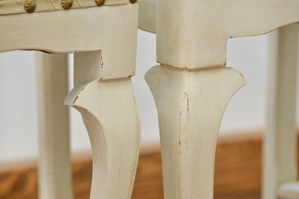 ヴィンテージ家具　海外ビンテージ　アンティークペイントチェア2脚セット(1)　(椅子、イス)