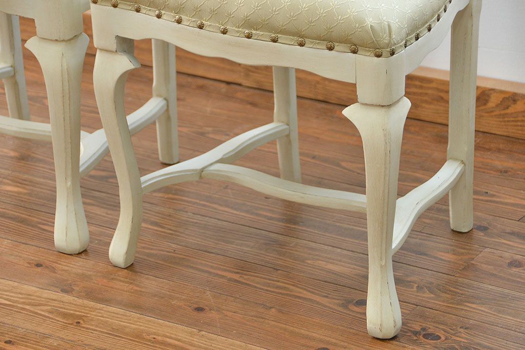 ヴィンテージ家具　海外ビンテージ　アンティークペイントチェア2脚セット(1)　(椅子、イス)