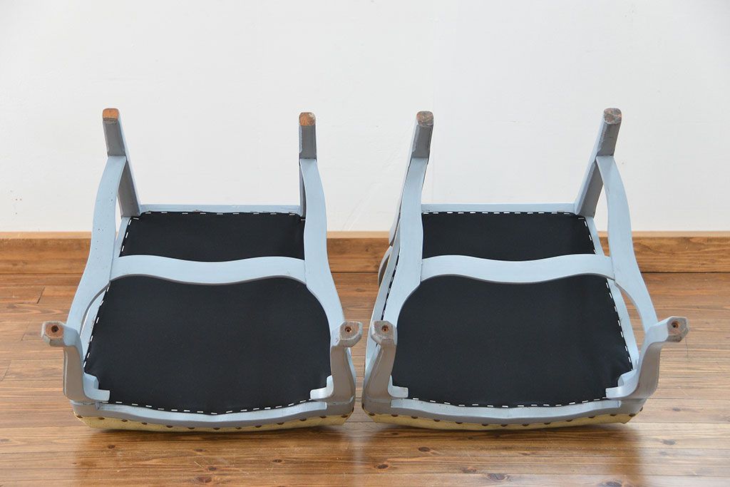 ヴィンテージ家具　海外ビンテージ　アンティークペイントチェア2脚セット(2)　(椅子、イス