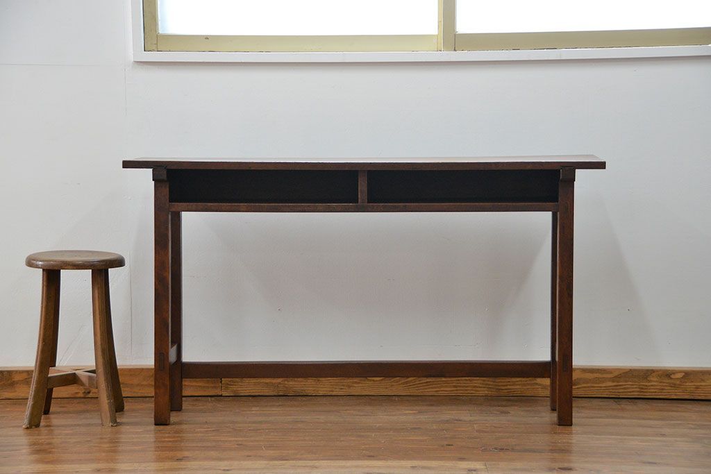 アンティーク家具　アンティーク  天板ナラ材の横長テーブル(6)(サイドテーブル、机、在宅ワーク、在宅用デスク)