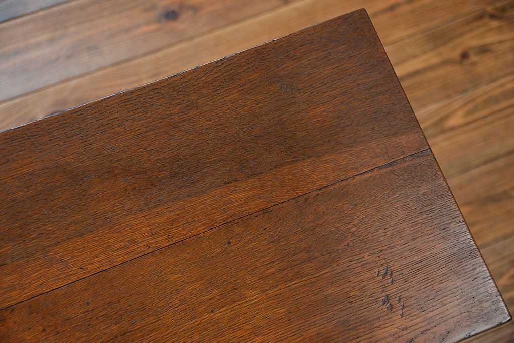 アンティーク家具　アンティーク  天板ナラ材の横長テーブル(6)(サイドテーブル、机、在宅ワーク、在宅用デスク)