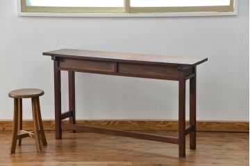 アンティーク家具　アンティーク  天板ナラ材の横長テーブル(6)(サイドテーブル、机、在宅ワーク、在宅用デスク)