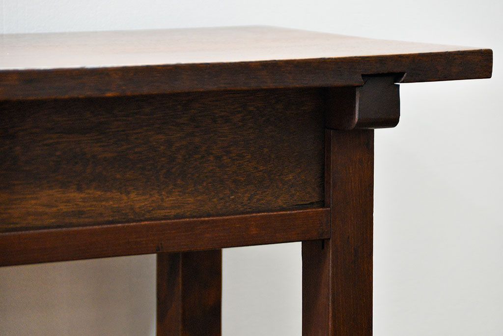 アンティーク家具　アンティーク  天板ナラ材の横長テーブル(6)(サイドテーブル、机、在宅ワーク、在宅用デスク)