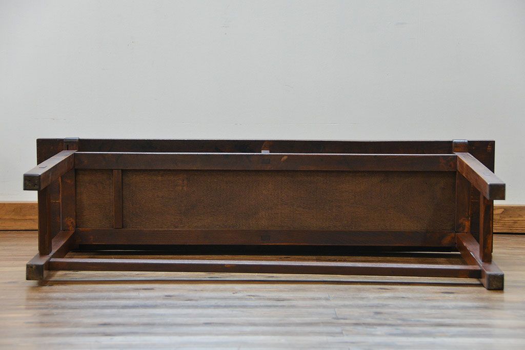 アンティーク家具　アンティーク  天板ナラ材の横長テーブル(6)(サイドテーブル、机、在宅ワーク、在宅用デスク)