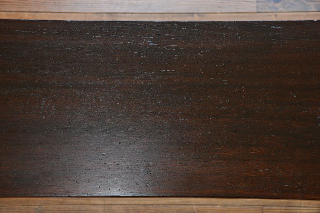 アンティーク家具　アンティーク 天板ナラ材の横長テーブル(7)(サイドテーブル、机、在宅ワーク、在宅用デスク)