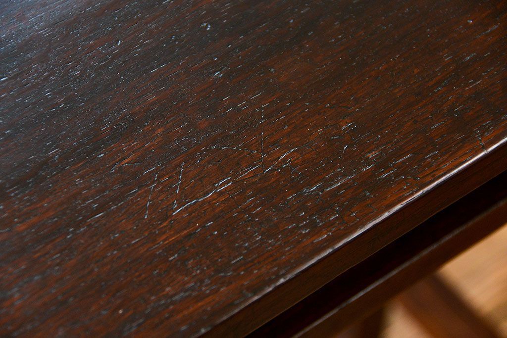 アンティーク家具　アンティーク 天板ナラ材の横長テーブル(7)(サイドテーブル、机、在宅ワーク、在宅用デスク)