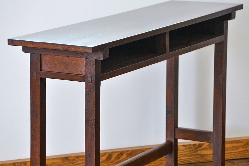 アンティーク家具　アンティーク 天板ナラ材の横長テーブル(7)(サイドテーブル、机、在宅ワーク、在宅用デスク)