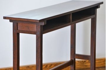 アンティーク家具　アンティーク 天板ナラ材の横長テーブル(7)(サイドテーブル、机、在宅ワーク、在宅用デスク)