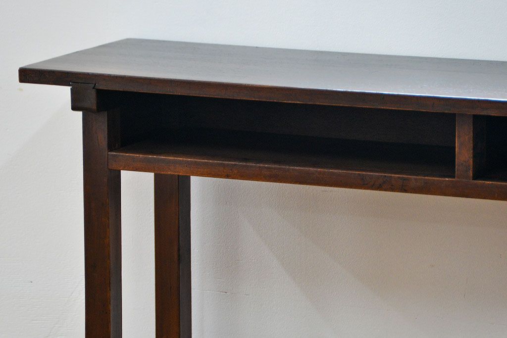 アンティーク家具　アンティーク 天板ナラ材の横長テーブル(7)(サイドテーブル、机、在宅ワーク、在宅用デスク)