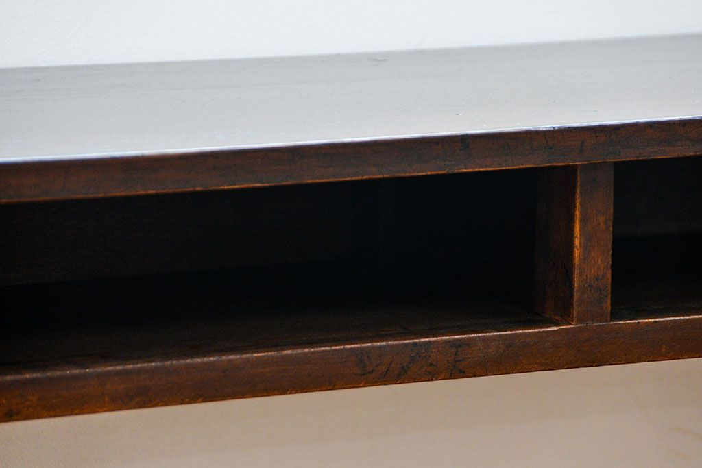 アンティーク家具　アンティーク 天板ナラ材の横長テーブル(7)(サイドテーブル、机、在宅ワーク、在宅用デスク)