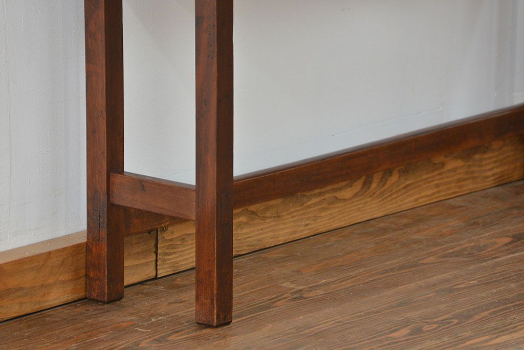 アンティーク家具　アンティーク 天板ナラ材の横長テーブル(7)(サイドテーブル、机、在宅ワーク、在宅用デスク)