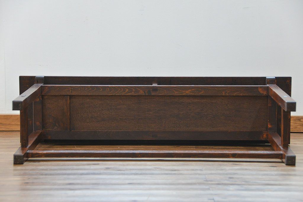 アンティーク家具　アンティーク 天板ナラ材の横長テーブル(7)(サイドテーブル、机、在宅ワーク、在宅用デスク)