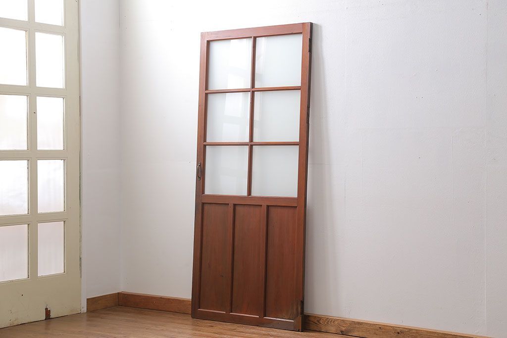 昭和レトロ】木製窓 レトロ 木扉 スリガラス 小窓 アンティーク