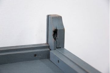 アンティーク家具　アンティークペイント モールガラス・サイドキャビネット(サイドテーブル、収納棚)