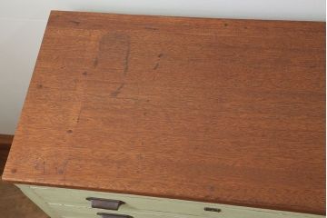 レトロ家具　昭和レトロ アンティークペイント 脚付きの12杯引き出し(チェスト、ドロワー)