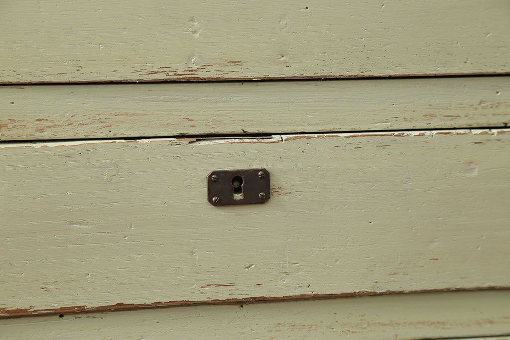 レトロ家具　昭和レトロ アンティークペイント 脚付きの12杯引き出し(チェスト、ドロワー)