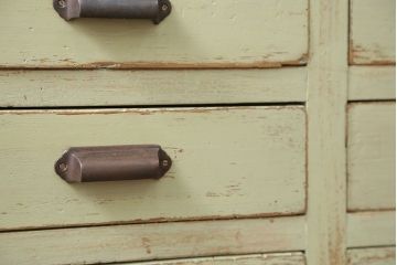 レトロ家具　昭和レトロ アンティークペイント 脚付きの12杯引き出し(チェスト、ドロワー)